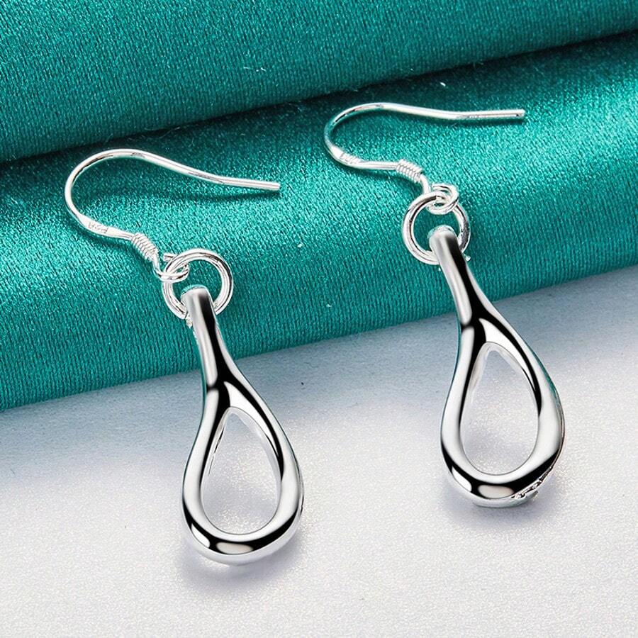 925 Sterling Silver Plated Hollow Water Drop Earrings For Women Wedding Party Fashion Charm Jewelry