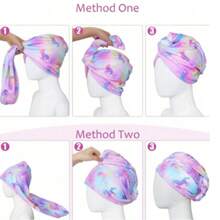 2pcs Microfiber Hair Towel Wrap For Kids 2 Packs Rapid Drying Hair Towel With Button Hair Turbans For Wet Hair Wraps Head Towel Wrap For Girls, Dark Unicorn