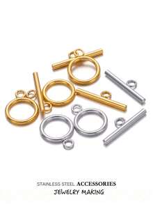 5 套/批 不锈钢 OT 扣连接器，适用于手链项链 DIY 开关扣，带扣珠宝制作用品连接器，圆形和其他形状，18k 金首饰、配饰、项链延长器、珠宝制作、手链工具、小饰品、珠宝制作饰品、工艺用品、项链延长器、手链延长器、珠宝制作饰品、珠宝配件和组件、珠宝制作扣和钩 - OT - 查看 3