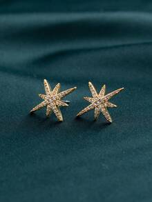 1 对镀白金 0.03μm 铜锆石耳钉 - 玫瑰金 - 查看 2