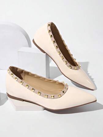 European & American Style Women's Pointed Toe Flat Shoes, Elegant Runway Fashion Comfortable Slip-On Casual Loafers