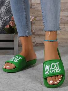 2025新款时尚软底舒适沙滩凉鞋，轻便户外休闲女拖鞋 - 綠色 - 查看 4