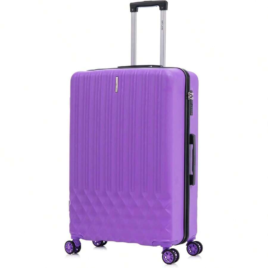 29" Large Suitcase Lightweight 4 Wheel Spinner ABS Hard Shell Luggage For 23kg 100 Litre - Purple - View 1
