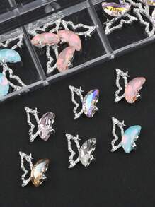 Set da 18 pezzi di decorazioni per unghie con farfalle 3D in colori misti, dorato, argentato, strass, gioielli in resina, per donne, per unghie in acrilico, arte di unghie fai da te, stile premium metal Y2k, accessori per arte di unghie, kit per unghie, per salone di bellezza, necessità per tecnici delle unghie