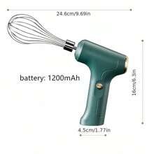 Batidor de mano y varilla para huevos recargable por USB con batería de litio de 1200mAh - Portátil, ligero y fácil de usar, ideal para reposteros caseros y profesionales para mezclar pasteles, galletas, panqueques