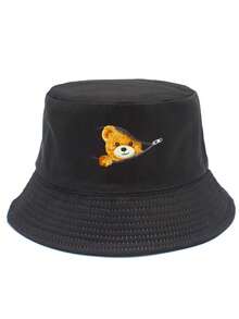 1pc Or 2pcs Bear Double-Sided Bucket Hat, Suitable For Spring/Summer Casual Wear - A - View 6