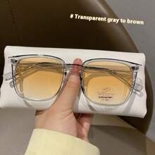 1pc Premium Color-Changing Black Frame Glasses , Transition From Black To Grey To Brown, Stylish Fashion Glasses Suitable For Sun Protection, Office, Computer Use, No-Makeup Face Wear For Summer Beach Vacation,Outdoor,Travel