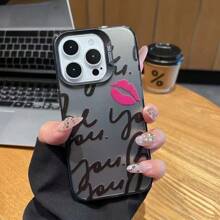 Funda de teléfono resistente a los arañazos con efecto reflectante de color negro y gris y diseño de estampado de labios personalizado, compatible con 11/13/15/15 Plus/15 Pro/15 Pro Max/11/12/13/14 Pro Max/XS/XR/11 Pro/11 Pro Max/12 Pro/12 Pro Max/13 Pro/13 Pro Max/14 Pro/14 Pro Max/14 Plus/7 Plus/8 Plus, Galaxy A13 5G, Galaxy S22 5G, Galaxy S24, Galaxy S25, Galaxy S21 Series