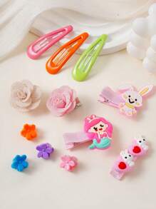 528pcs/517pcs/70pcs/501pcs/345pcs/100pcs Assorted Hair Accessories Set For Girls, Including Sweet Simple Elastic Hair Ties, Fashion Versatile Small Flower Hair Claws, Cartoon Butterfly Hair Clips, Suitable For Gifts And Daily Wear (Random Color - OPP Bag)