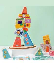 Wooden Building Blocks With Interesting Patterns - Educational Stacking Game, Trains Fine Motor Skills, Balance And Attention - Ideal Gift - Multicolor - View 10