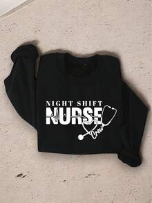 Night Shift Nurse Crew Sweatshirt, Nurse Stethoscope, Night Worker, Nursing Sweater, Emergency Room Nurse, ICU Nurse Team, Nursing Life IT-1023 - Black - View 1
