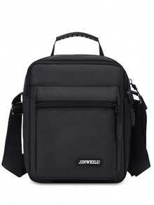 A Fashionable And Casual Men's Black Nylon Material Small Square Bag, Portable Shoulder Crossbody Bag, Mobile Phone Bag, Coin Purse, Metal Zipper, Brand Logo, Adjustable Shoulder Strap, Fine Stitching, Multi Pocket Storage, Simple And Casual, Lightweight And Versatile, Scratch Resistant And Wear-Resistant, Suitable For Business Occasions, Daily Travel, Commuting, Travel, Sports, Boyfriend Gifts - Multicolor - View 4