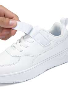 Kids' Casual Leather Surface Solid Color Sneakers, Fashionable & Versatile New Model Student Running Shoes