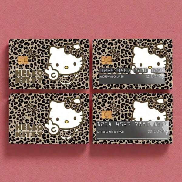 Sanrio Sanrio Sanrio 4 件夏威夷主题 Hello Kitty、My Melody、Kuromi、Cinnamon、Pochacco 信用卡贴纸、Y2K 豹纹 Hello Kitty 设计借记卡/礼品卡卡通贴纸、创意情人节礼物、学校用品、返校