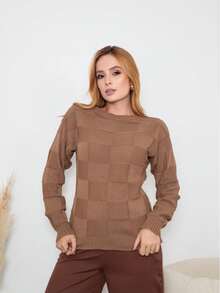 Women's Winter Knitted Blouse Boho  Square Knit Elegant Simple Casual Wool-Like Fabric Textured Knit Evening Holiday Wedding Office Street Travel Brunch Fall/Winter - 黑色 - 查看 1