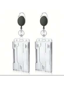 1 pieza Portador de tarjeta de identificación con cordón transparente y de unicolor simple con hebilla, para tarjetas de identificación de trabajo, estudiante y maestro, tarjetas de acceso, licencia de conducir, útiles escolares y de oficina, útiles escolares, regreso a clases