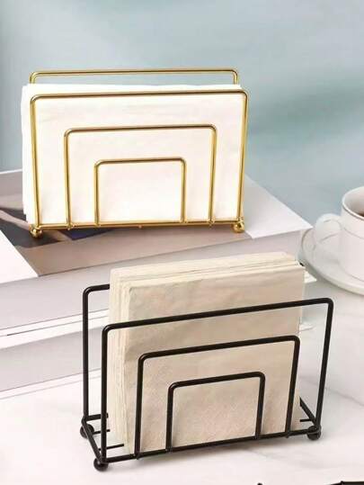 Portafazzoletti - Portafazzoletti in stile nordico con base in ferro e legno - Per caffè, hotel, ristoranti, caffetterie - Supporto per conservazione fazzoletti - Portanапкin in metallo