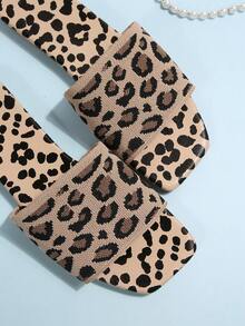 Black Sandals For Women, Leopard Print Woven,Summer Shoes For Women, Flat, And Slides For Women Are Simple And Fashionable, Suitable For Casual And Relaxing Scenarios Such As Daily Home Life, Walking Or Vacation - Leopard - View 8