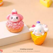 Sanrio 8 Stücke Set mit Mini-Desserts in zufälliger Farbe, DIY-Zubehör, Puppen-Blindbox im Sanrio-Stil, Schreibtischdekor aus Kunstharz, geeignet für Büro, Studentenschreibtisch, Zuhause – Geschenk zum Schulanfang