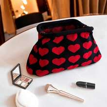 Elegant Striped Colorblock Clutch Bag - Cosmetic Bag Large, Durable, Multifunctional Women's Beach Bag, Summer Wallet Elegant Women's Bag, Suitable For Daily Use And Holiday Occasions Mother's Day Gift, Wedding Season Souvenir Bag - Red - View 3