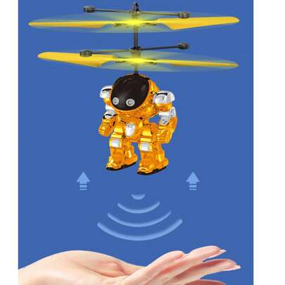 1 件遥控智能感应机器人玩具，防摔材质，红外感应遥控器，儿童礼物遥控机器人，塑料飞行玩具手势感应飞行机红外互动益智玩具带 LED 灯，适合男孩女孩（有无遥控版，手工喷漆可能有不均匀，手工测量尺寸可能有轻微偏差）