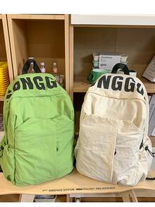 Washed Cloth Backpack, Large Capacity, Fashion Backpack, School Bag, High School Size, Student Backpack, Travel Bag, Fashion Letter Backpack School Bags University Bag