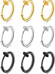 10 Pieces Stainless Steel Retractable Clip On Earrings Non Piercing Fake Hoop Earrings For Women Girls Without Ear Holes Clip Ear Cuffs