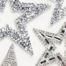 4pcs Hollow Star Rhinestones Patches, Shiny Crystal Sticker Appliques For Garment Repair, Jeans, Bags, Hats, DIY, Peel And Stick