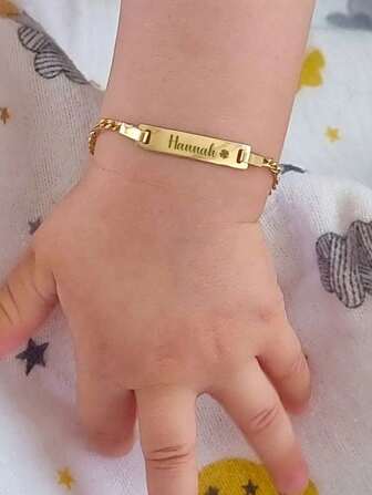 1pc Personalize Girls And Boys Name Bracelet, Customized 18k Gold Plated Stainless Steel Bar ID Crown Bracelet Customized Teen Gifts For Delicate Gift For Teen Girls And Boys, Teen Shower, Parent-Child Activities, Family Love, Love-Themed Family Games, DIY Crafts (For Valentine's), Expecting Mom Gift, Funny Secret Santa Gifts, Mother's Day Gift, Back To School Winter Gift Ideas Boy Girl Valentine's Day