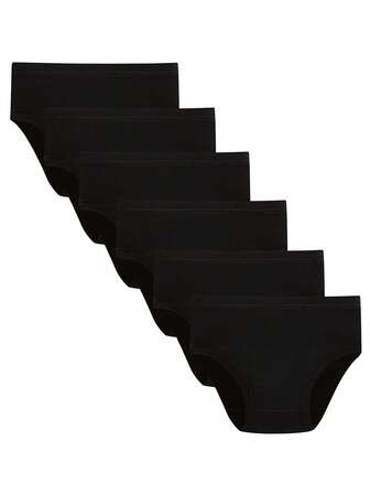 6 paquetes de ropa interior de algodón de unicolor para niñas, bragas triangulares blancas