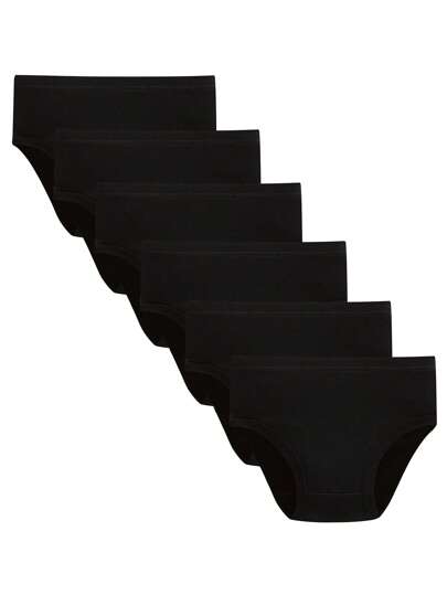 Pacote com 6 calcinhas de algodão lisas para meninas, calcinhas triangulares brancas