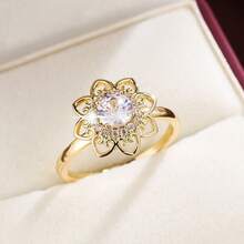 Fashionable Flower Shaped Synthetic Zirconia Ring, For Women - Multicolor - View 5