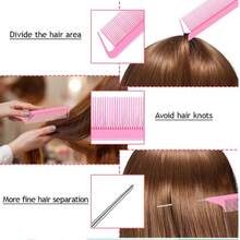 浇水壶造型梳套装，3 件套，包含 1 把后梳、1 把发梳、1 把尖尾梳和 1 把蓬松梳，用于抚平头发，美发造型工具及发饰 - 粉色 - 查看 8