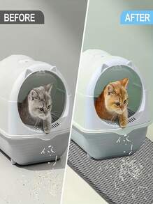 Alfombra extra grande para arena de gato de material EVA de doble capa, anti-salpicaduras y antirrastro, alfombra lavable para atrapar la arena, limpieza conveniente, disponible en múltiples tamaños