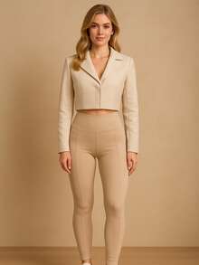 Flannel Riding Pants High Waist Shaping For Winter Resistant And Non-Transparent Plush Blackout Elegant Warm Fitness Gym Thick Resistant Lifts Butt Female Causal Elegant Cold Suplex Thermal Fitness Gym - 米色 - 查看 2