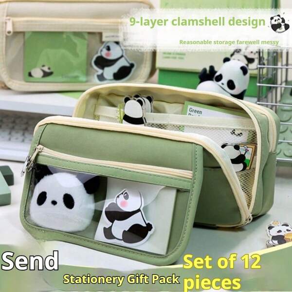 1pc New 9-Layers Large Capacity Pencil Case, Cute Girls' Middle/Primary/High School Stationery Organizer Bag, Super Large Space Gift For Back To School,School Supplies,Pencil Pouch,School Bag