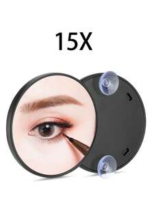 Espejo de aumento de 15X, 10X, 5X, Espejo de aumento pequeño con ventosa y pinzas, como un espejo de aumento de viaje, set de espejo compacto para depilar cejas, maquillaje, lupa, negro