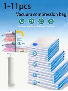 1 Pc Portable Travel Vacuum Compression Bag, Large Capacity PVC Vacuum Storage Bag, Space Saving Garment Bag For Clothes, Bedding, Shoes, Carpets, Pillows, Suitable For School, Home, Dorm, Business Travel, Vacation, Wardrobe - Multicolor - View 12