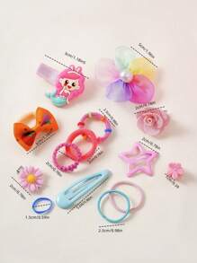 528pcs/517pcs/70pcs/501pcs/345pcs/100pcs Assorted Hair Accessories Set For Girls, Including Sweet Simple Elastic Hair Ties, Fashion Versatile Small Flower Hair Claws, Cartoon Butterfly Hair Clips, Suitable For Gifts And Daily Wear (Random Color - OPP Bag)