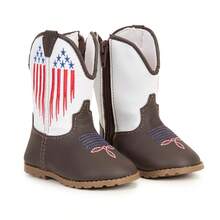 Baby Texan Booties Cheap Soft Comfortable Children's Shoes + 01 Pair Of Cotton Socks Ubuntu Baby Promotion - 藍白色 - 查看 8