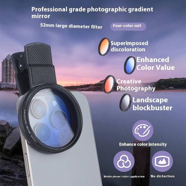 4pcs Polarizing Filter CPL Camera Lens Filters For Smartphones, Reduces Glare, 52mm, Compatible With Apple Phones
