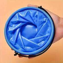 1/2 Mini Folding Beach Bucket - Perfect For Beach And Water Games, Made Of Durable PVC, Versatile For Outdoor Garden Watering, Cleaning, Camping, Traveling, Beach Outings, And Picnics, Available In Random Colors.