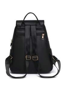 1pc Vintage Classic Large Capacity Double Zipper Women's Backpack In PU Material, With Adorable Pendant, Suitable For Commuting, Shopping, Travel, Available In Burgundy Red, Black Or Navy Blue, Perfect For Back To School, Travel, And Mother's Day Gift