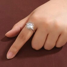 Fashionable Flower Shaped Synthetic Zirconia Ring, For Women - Multicolor - View 10