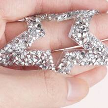 4pcs Hollow Star Rhinestones Patches, Shiny Crystal Sticker Appliques For Garment Repair, Jeans, Bags, Hats, DIY, Peel And Stick