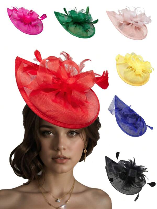 1pc Women's Fascinating Hat Tea Party Headpiece Kentucky Derby Wedding Flower Mesh Hair Clip Hair Accessory Topper Mini Hats Tiny Hats Fascinator Mini Top Hat Mini Cap, School Stuff