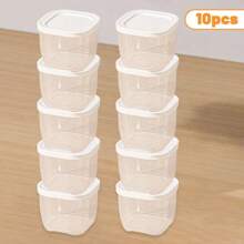 6/8pcs Reusable Small Frozen Food Storage Containers, Stackable Sealed Spice Jars Set, Refrigerator Replacement Storage Boxes, Durable Food Sealing Containers For Spices, Herbs And Condiments, Ideal For Fridge Organization, Kitchen Storage, And Outdoor Camping