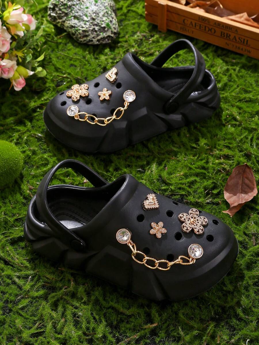 Bright Sunflower Garden Clogs, New Summer Beach Sandals For Kids, Outdoor Casual Children Garden Slippers - Black - View 1