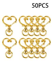 10/20/50PCS Heart-Shaped Keychain Rotating Lobster Keyring, Couple Keychain, Alloy Material, With Rotating Hook, For Christmas Festival, Love Decoration - Heart Shaped Keychain - View 18