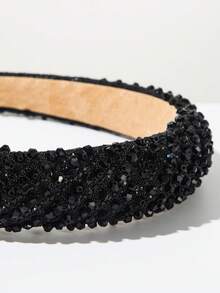 1pc Plain Sponge Headband, Fashionable Shiny Crystal Decorative Band, Versatile Lady Headpiece For Daily Wear, Simple Korean Style Hairband Hair Hoop - Multicolor - View 12